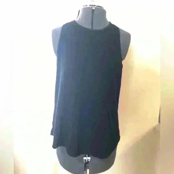 LOFT Black racer back sleeveless black cotton top Women Small - Picture 2 of 10